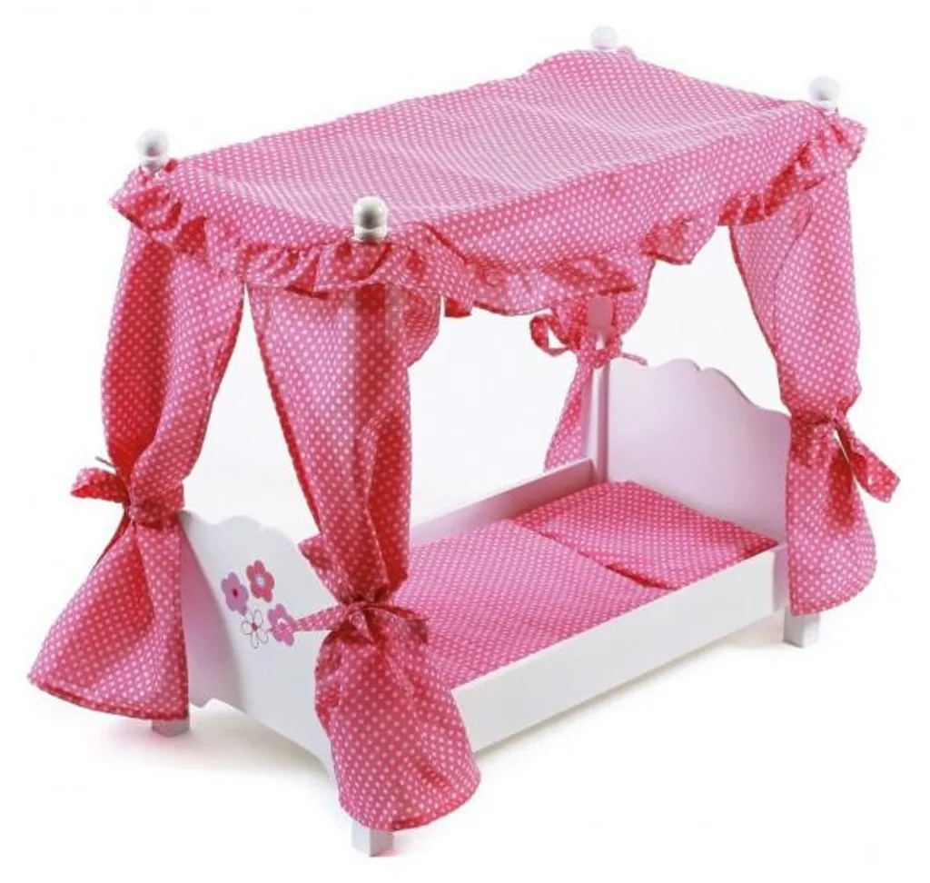Lit poupon en bois de type baldaquin pour chambre d'enfant fille