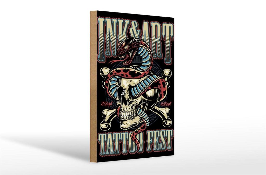 Holzschild Tattoo 20x30cm Tattoo Fest 27 28 Sept