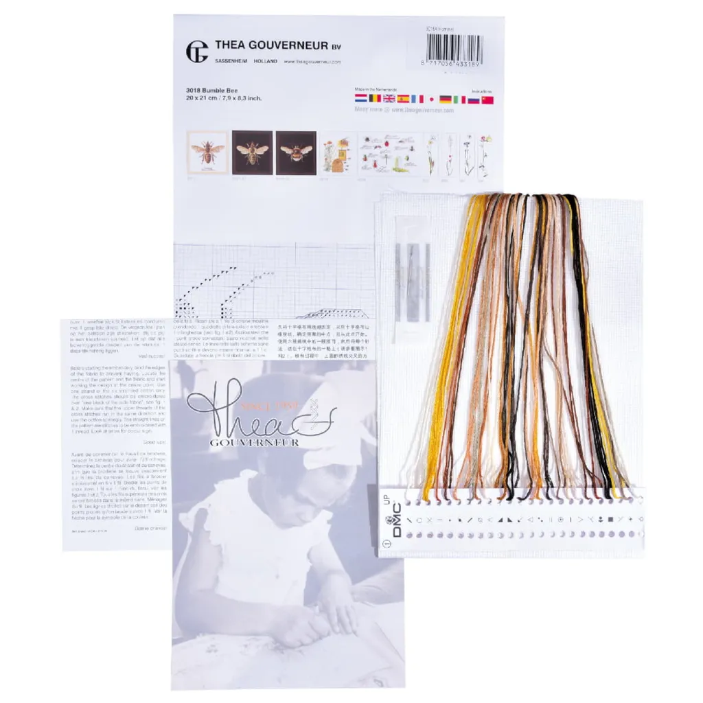 Broderie point de croix compté Abeille kit complet toile Aida 20x21 - 3