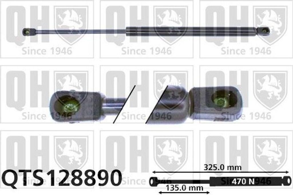 QUINTON HAZELL QTS128890 Gasfeder Heckklappendämpfer passend für PEUGEOT 407 (6D) 325mm