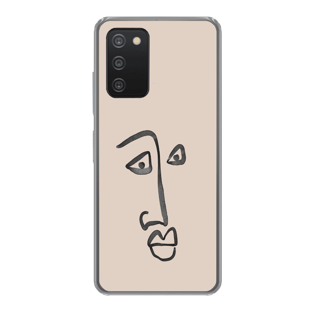 MuchoWow Handyhülle Schutzhülle Hülle für Samsung Galaxy A53 5G Gesicht - Rosa - Strichzeichnung Silikon Softcase Handy Hülle - Schutzabdeckung
