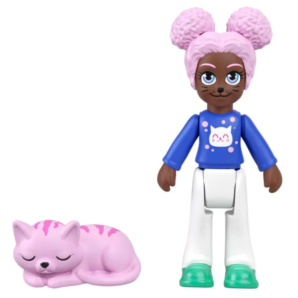 Polly Pocket Coffret Chat Transformable avec Mini-Poupée et Surprises