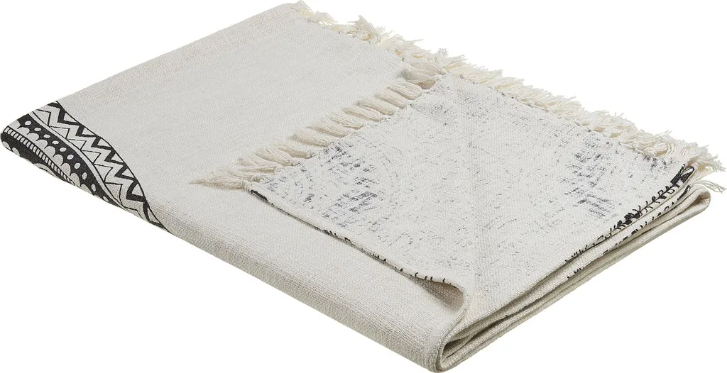 Jeté de canapé coton mandala brodé main 130x180 cm style bohème chic