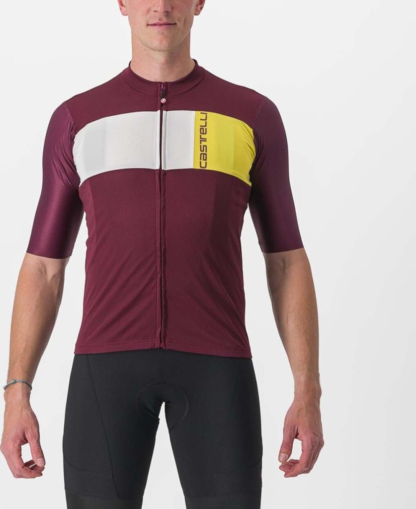 CASTELLI Kurzarm Fahrradtrikot - PROLOGO VII - Gelb/bordeaux/ivory M