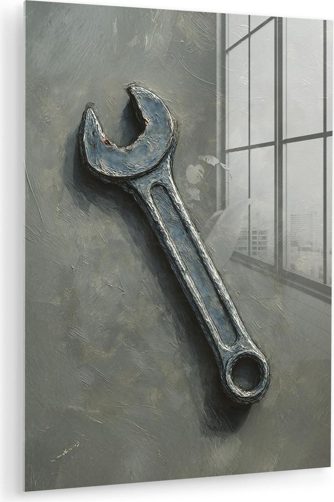 MuchoWow Glasbilder - Bilder auf Wandbild - Foto auf Glas Schraubenschlüssel - Malerei - Werkzeuge - Farbe 30x40 cm Wanddekoration aus Glas - Acry...