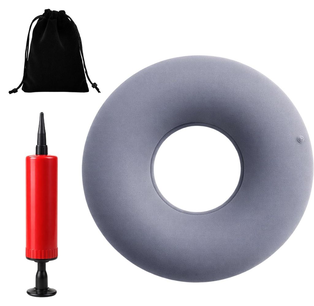 34 cm aufblasbarer Sitzring mit Pumpe und Samtbeutel zur Entlastung des Steißbeins