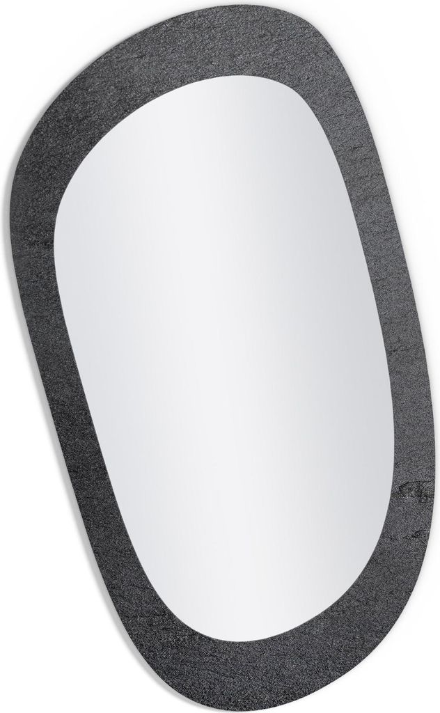 DEQORI Wandspiegel Organisch 53,9x89,6 cm 'Schiefertafel Stein-Optik' Spiegel Badspiegel