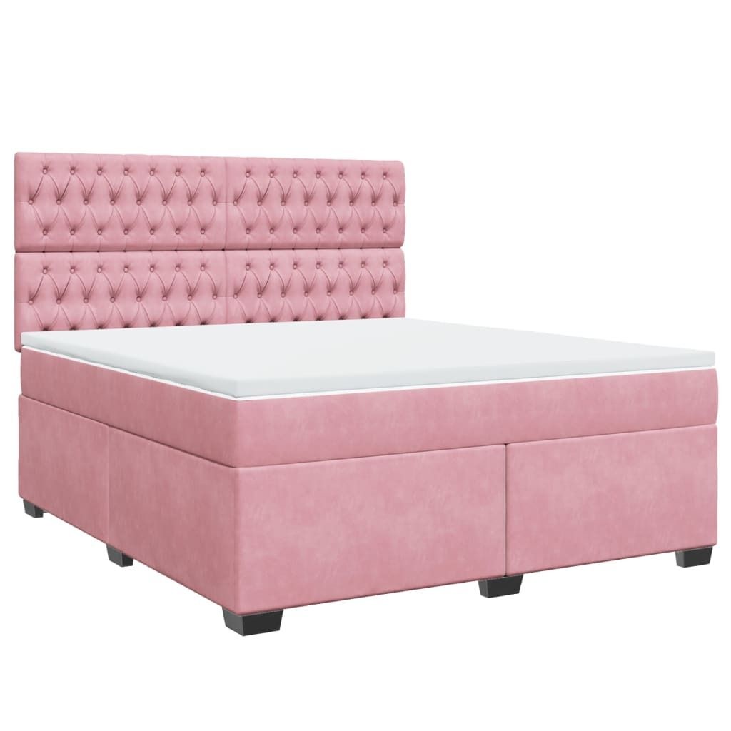 vidaXL Boxspringbett mit Matratze Rosa 180x200 cm Samt