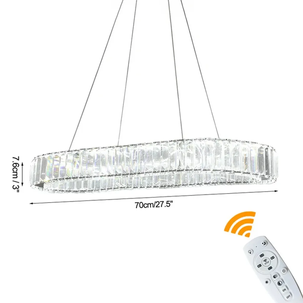 Lustre LED cristal dimmable L70cm : éclairage design avec télécommande - 2