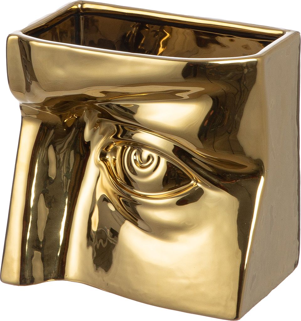 Gilde Vase, Auge, "Volto", Keramik, goldfarben, VE 3, L. 10 cm, B. 16 cm, H. 16 cm