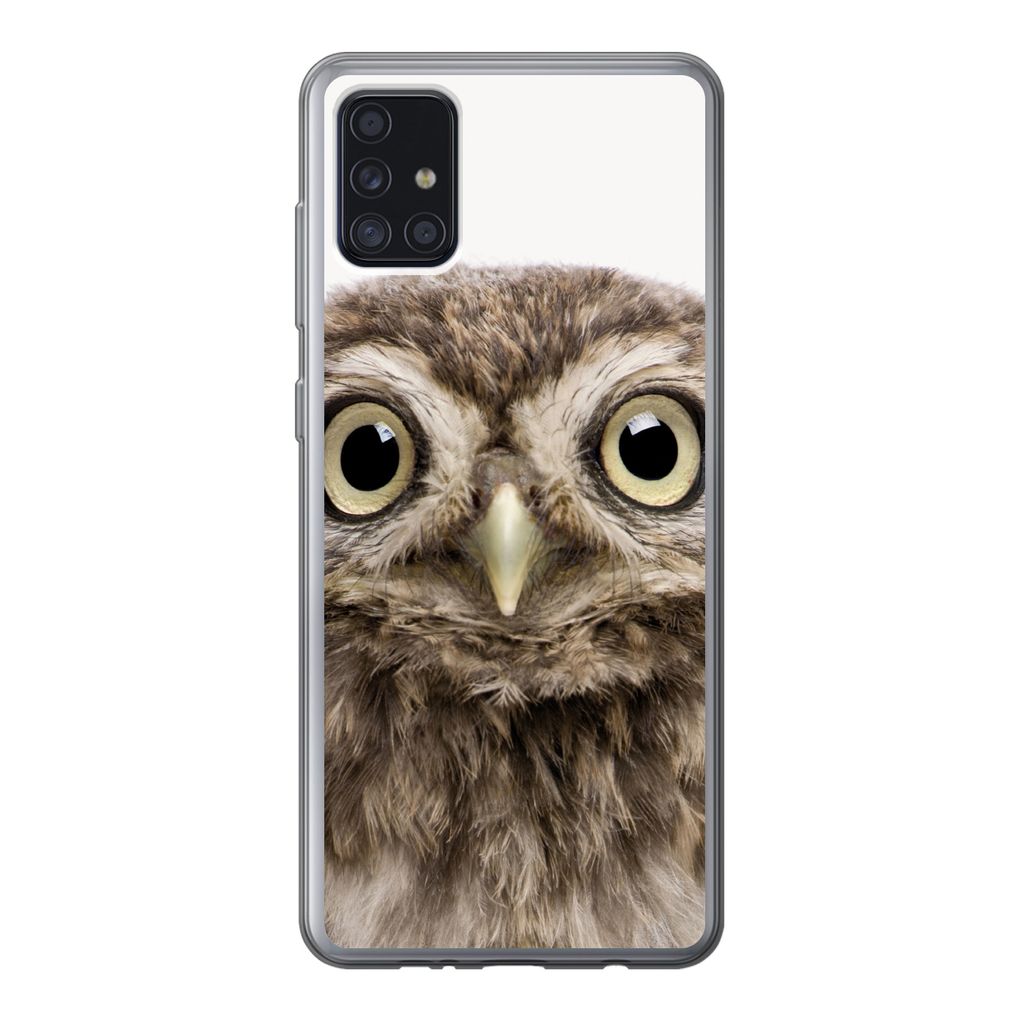 MuchoWow Handyhülle Schutzhülle Hülle für Samsung Galaxy A52 5G Eule - Eule - Porträt - Braun - Vogel - Jungen - Mädchen Silikon Softcase H...