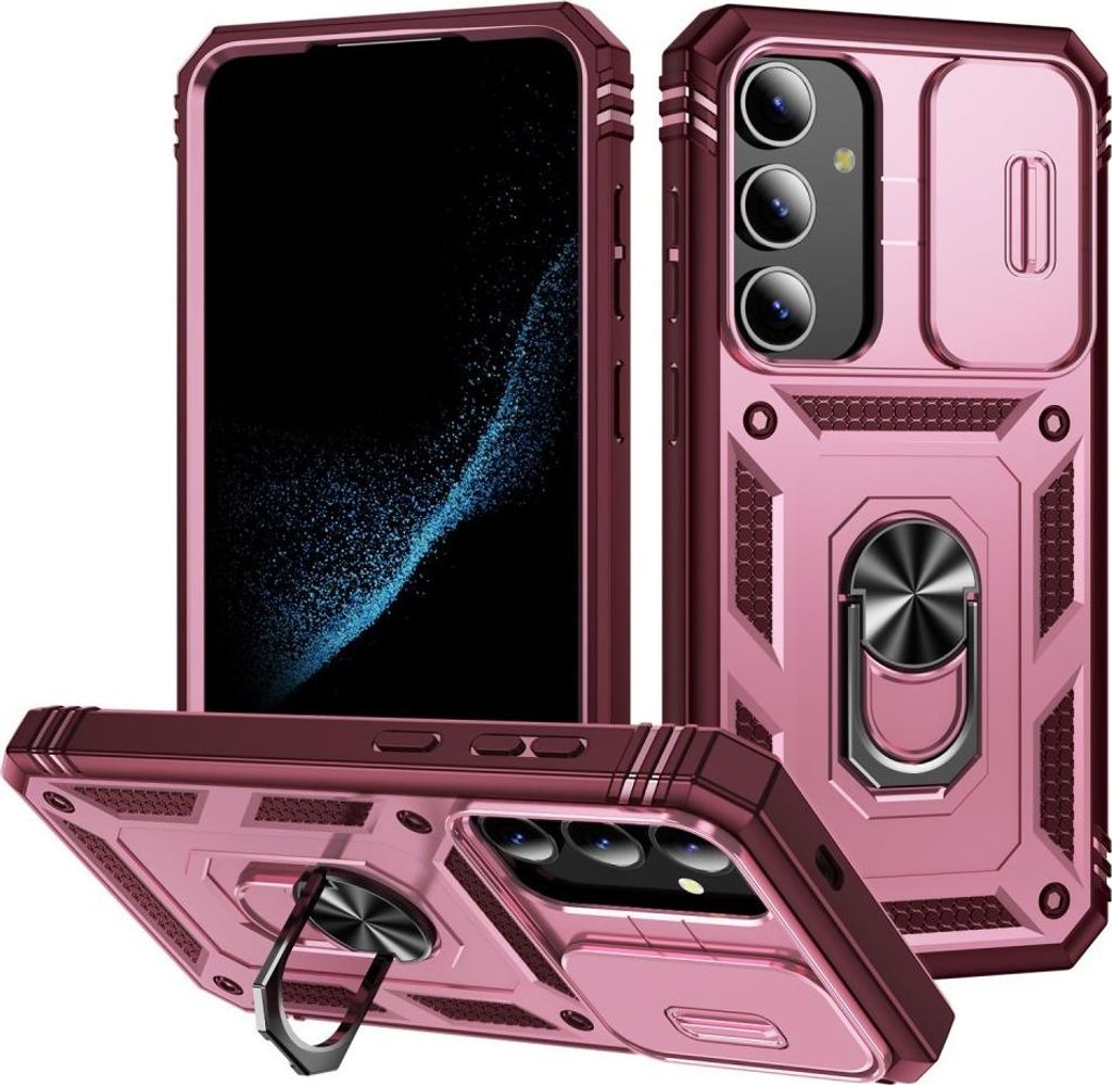 Samsung Galaxy S24 Plus Hülle - Coverup Ring Ständer Back Cover mit Kamera Schutz - Rosa
