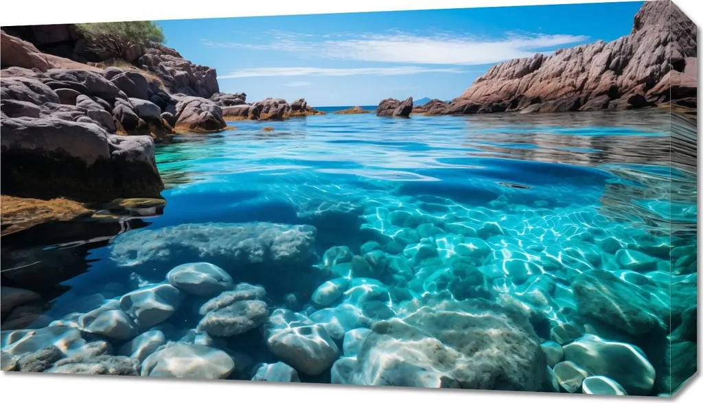 Quadro Spiaggia e Mare 70x40: Stampa Tela Acqua Cristallina HD