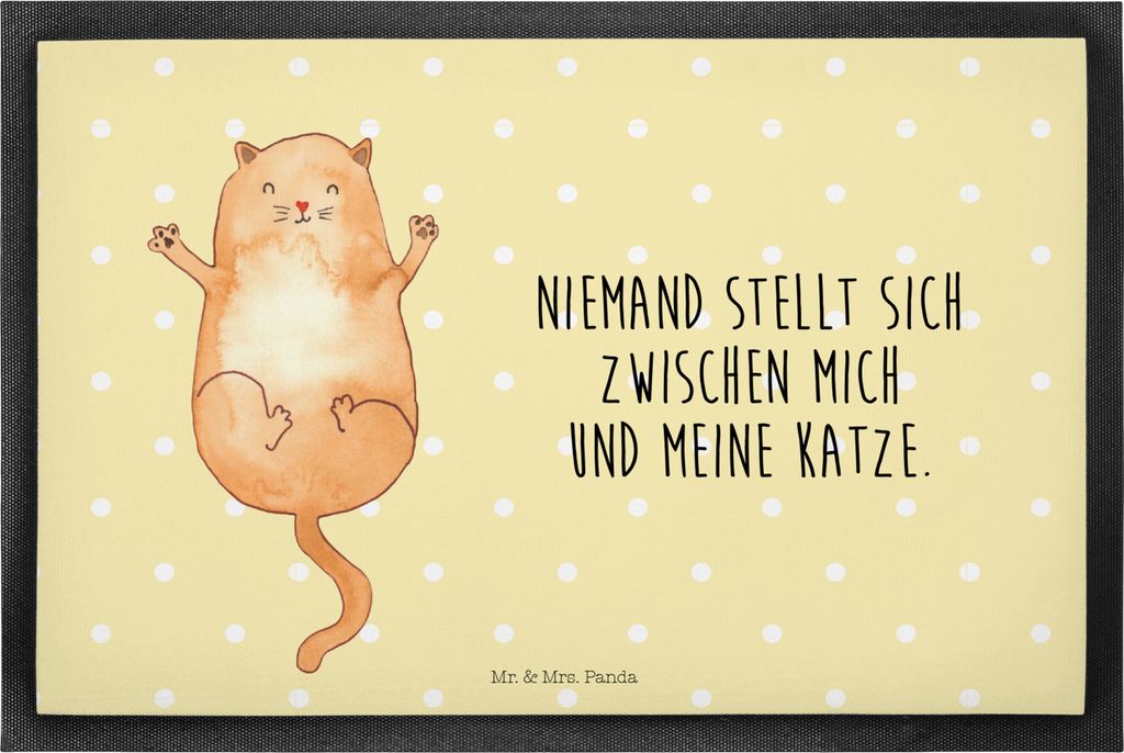 Mr. & Mrs. Panda fußmatte Katze Umarmen 40 x 60 cm - Gelb Pastell - Geschenk, Cat, Fußabtreter, Cats, Schmutzfangmatte, Fussmatte, Schmutzmatte, ...