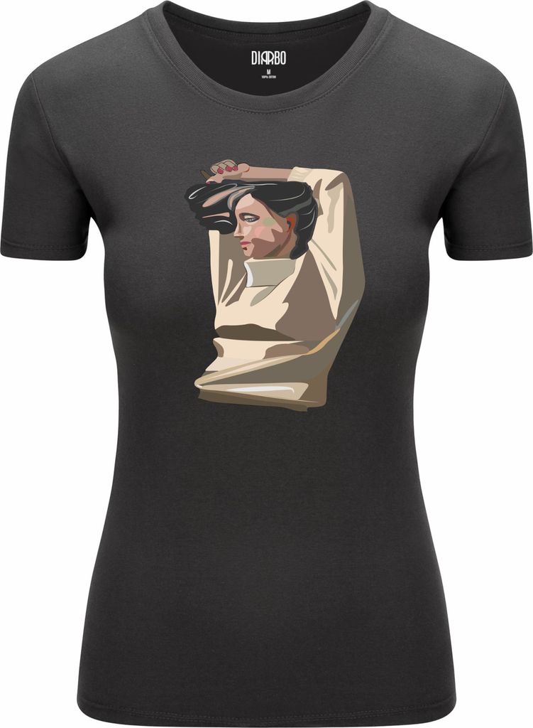 Diarbo Damen T-Shirt mit klassischem Druck Abstraktes Frau Dunkelgrau Gr.L
