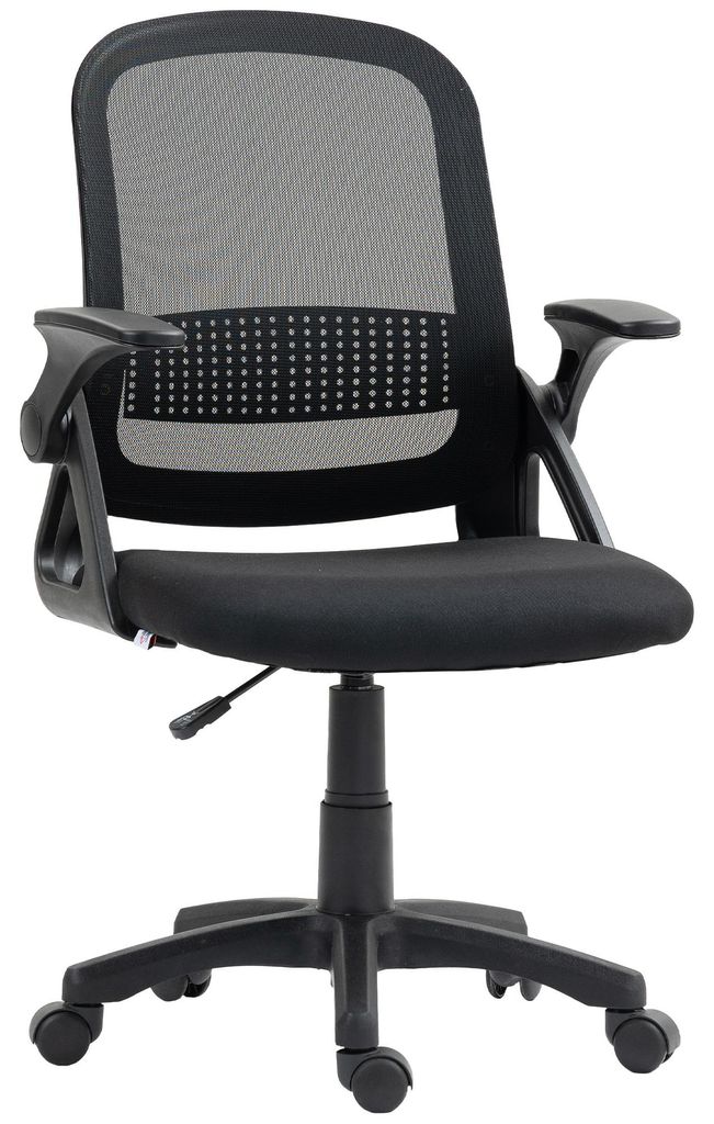 HOMCOM Bürostuhl Ergonomischer Drehstuhl mit aufklappbarer Armlehne Schwarz