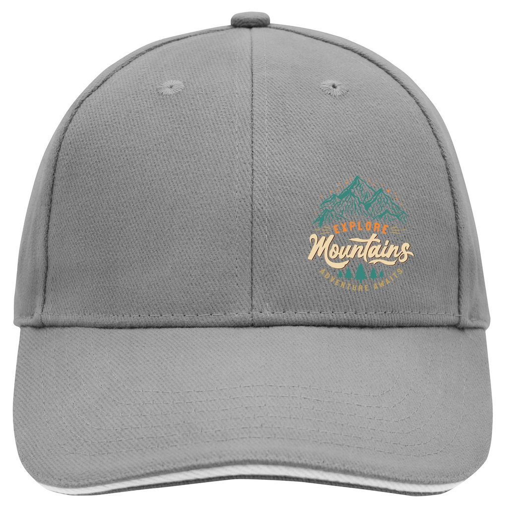 Huuraa Cappy Mütze Explore Mountains Adventure Awaits Dark Grey/White Baumwolle 6-Panel Kappe Geschenkidee