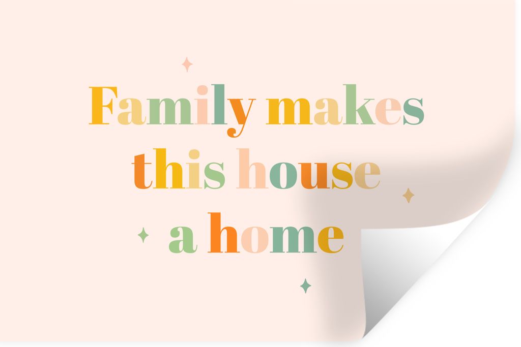 MuchoWow Wandtattoo Wandsticker Wandaufkleber Sprichwörter - Zitate - Die Familie macht aus dem Haus ein Zuhause 120x80 cm Selbstklebend und Rep...