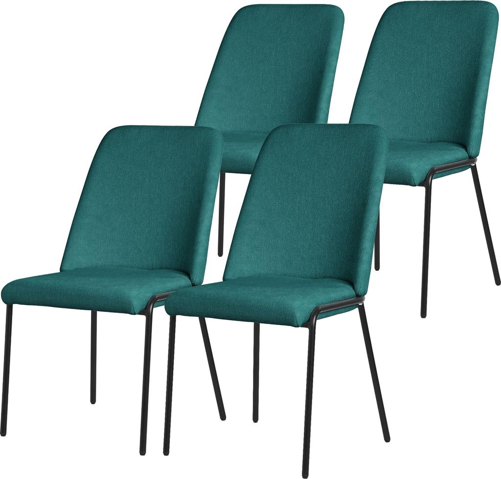 ML-Design Esszimmerstühle 4er Set Petrol Küchenstühle aus Polyester mit Metallbeinen Wohnzimmerstühl mit Rückenlehne Polsterstühle für Esszi...