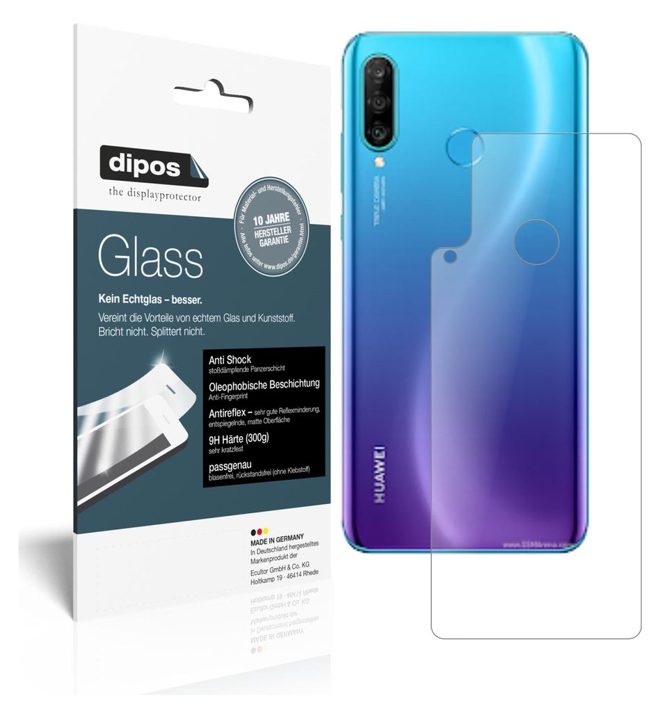2x Schutzfolie für Huawei Nova 4e Rückseite matt - Anti-Shock 9H Folie Glass