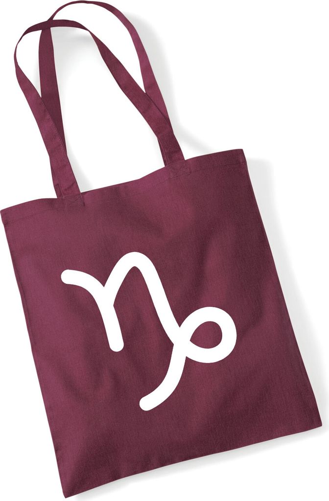 Huuraa Jutebeutel Steinbock Sternzeichen Zeichen 10 Liter Burgundy Baumwolle Tasche Geschenkidee