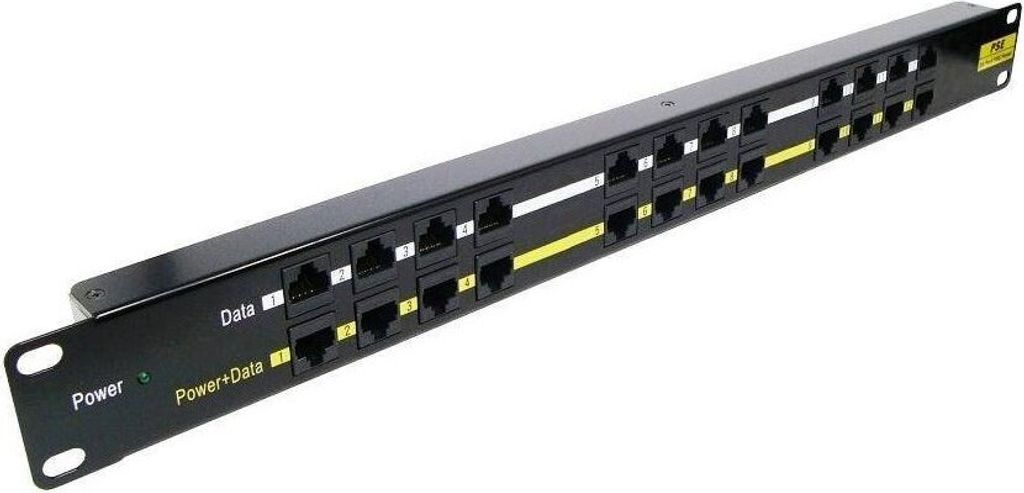 POE Patch panel/ UTP cat.5e 12p/ 1U/ Black (provedení 19" Obrázek produktu 