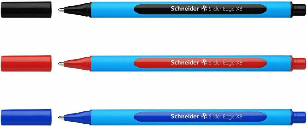 Schneider Kugelschreiber Slider Edge XB - 3er-Set schwarz, rot, blau