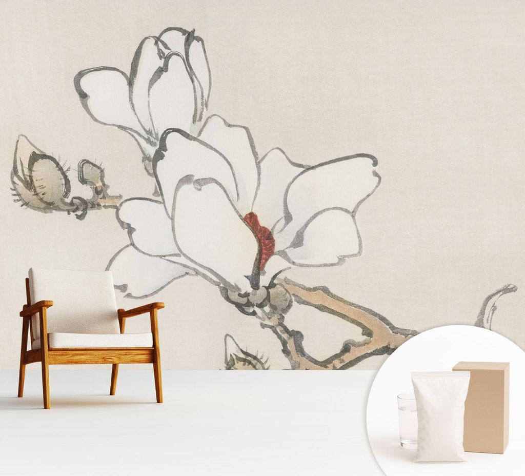 Fototapete - 312x219 cm - Tapete - Wandtapete - Wandbilder - Dekofolie - Tapete Folie - Wand - Dekoration - Wohnzimmer - Zarte Magnolien