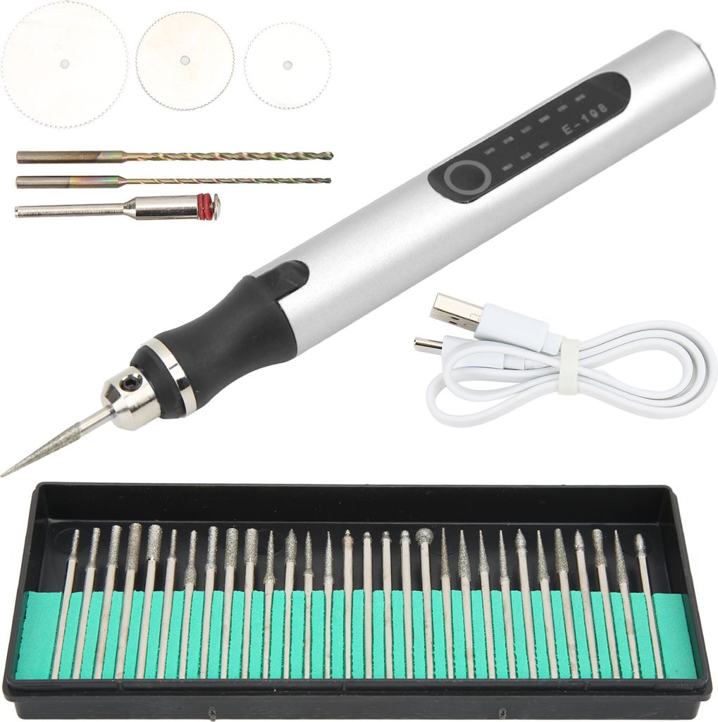 Penna Per Incisione Elettrica Ricaricabile USB – Kit Portatile Da 58 Pezzi Con 3 Velocità (5000-18000 RPM) Per Legno, Vetro, Metallo, Plastica E Pietra