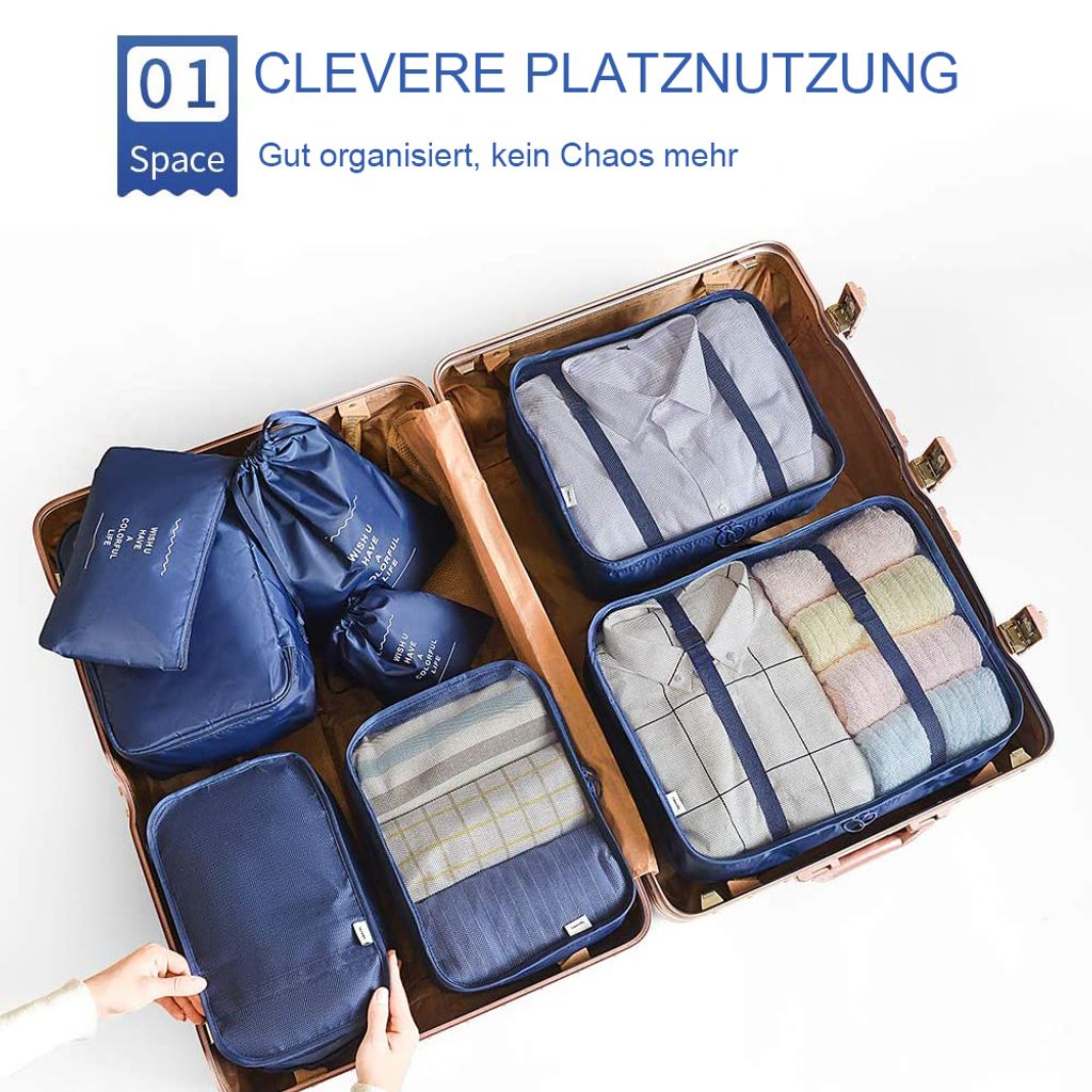 Koffer Organizer Reise Kleidertaschen/6 Stück Wasserdichte Packtaschen