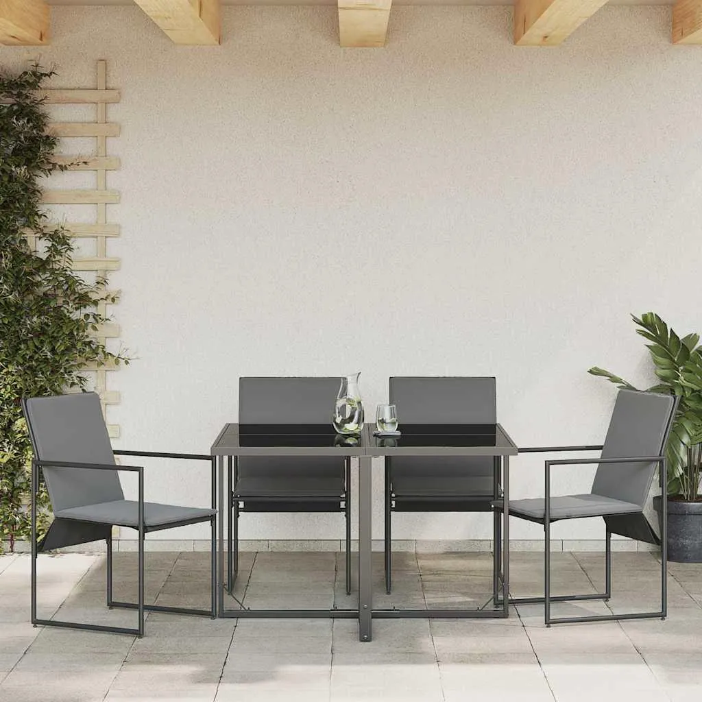 Chaise de terrasse avec coussin noir et anthracite - 4 pièces