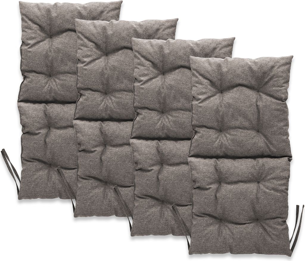 Mg Design Stuhlkissen 4er Set 50 x 100 cm Sitzkissen grau - Gartenstühle Sitzauflagen aus Polsterstoff, mit weicher Füllung