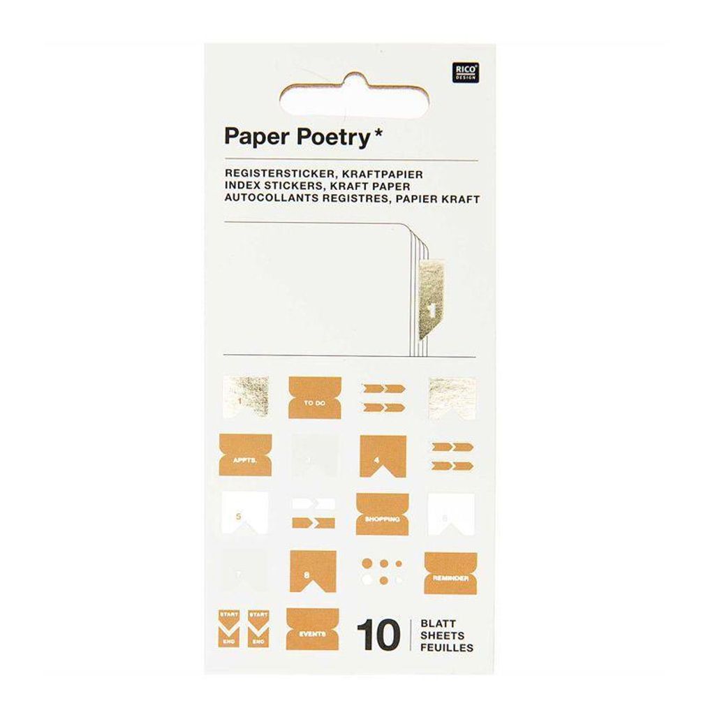 10 Blatt Kraftpapier Registeraufkleber