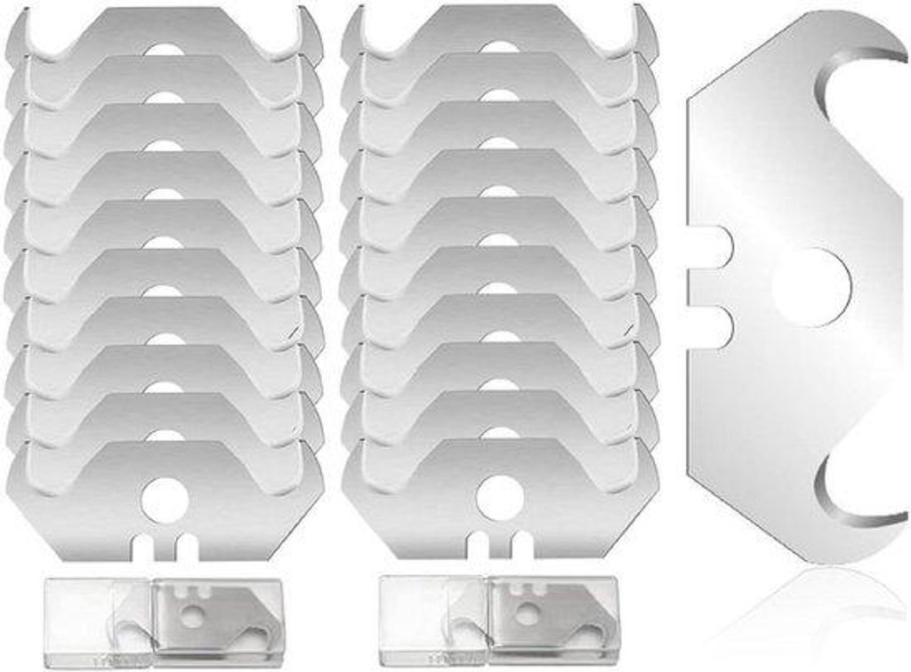 Trapeziumvormige haakmessen voor tapijtmes, 20 stuks, voor vinyl, tapijt, linoleum en behang