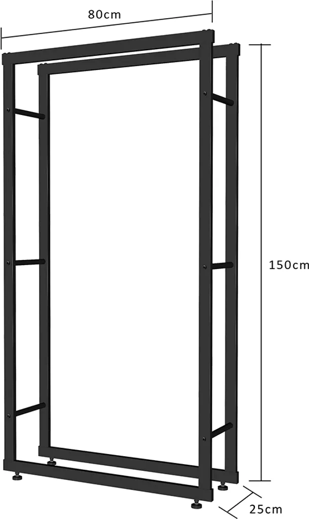 Panier à bois large 150x80cm structure en bois robuste pour cheminée