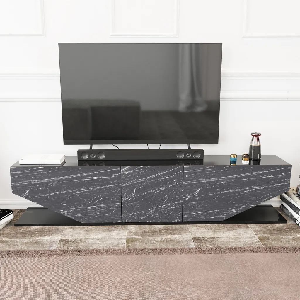 Meuble TV Inci Noir Skye Decor 180cm en Bois Mélaminé Haute Qualité