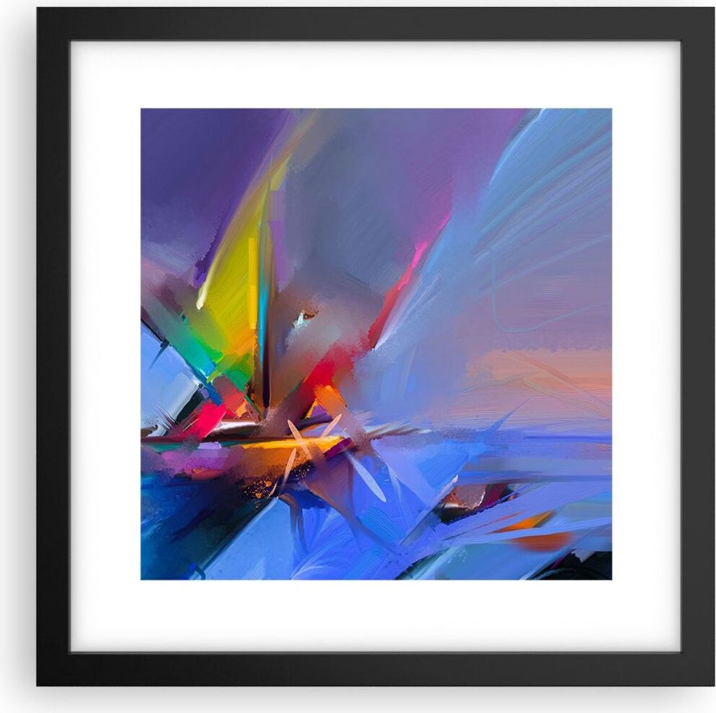 Gerahmtes Poster - Schwarzer Rahmen - Abstraktion modern - 30x30 cm - Wand Bild - Wanddeko - Wandbilder - Kunstposter - Wandposter - Bilderrahmen -...
