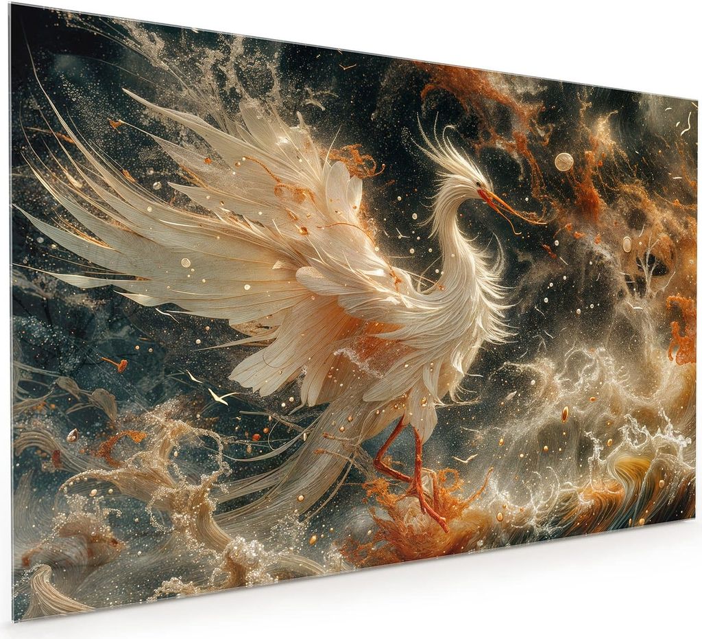 Küchenrückwand Spritzschutz Glas mit Motiv Eleganter Vogel 40 x 40 cm