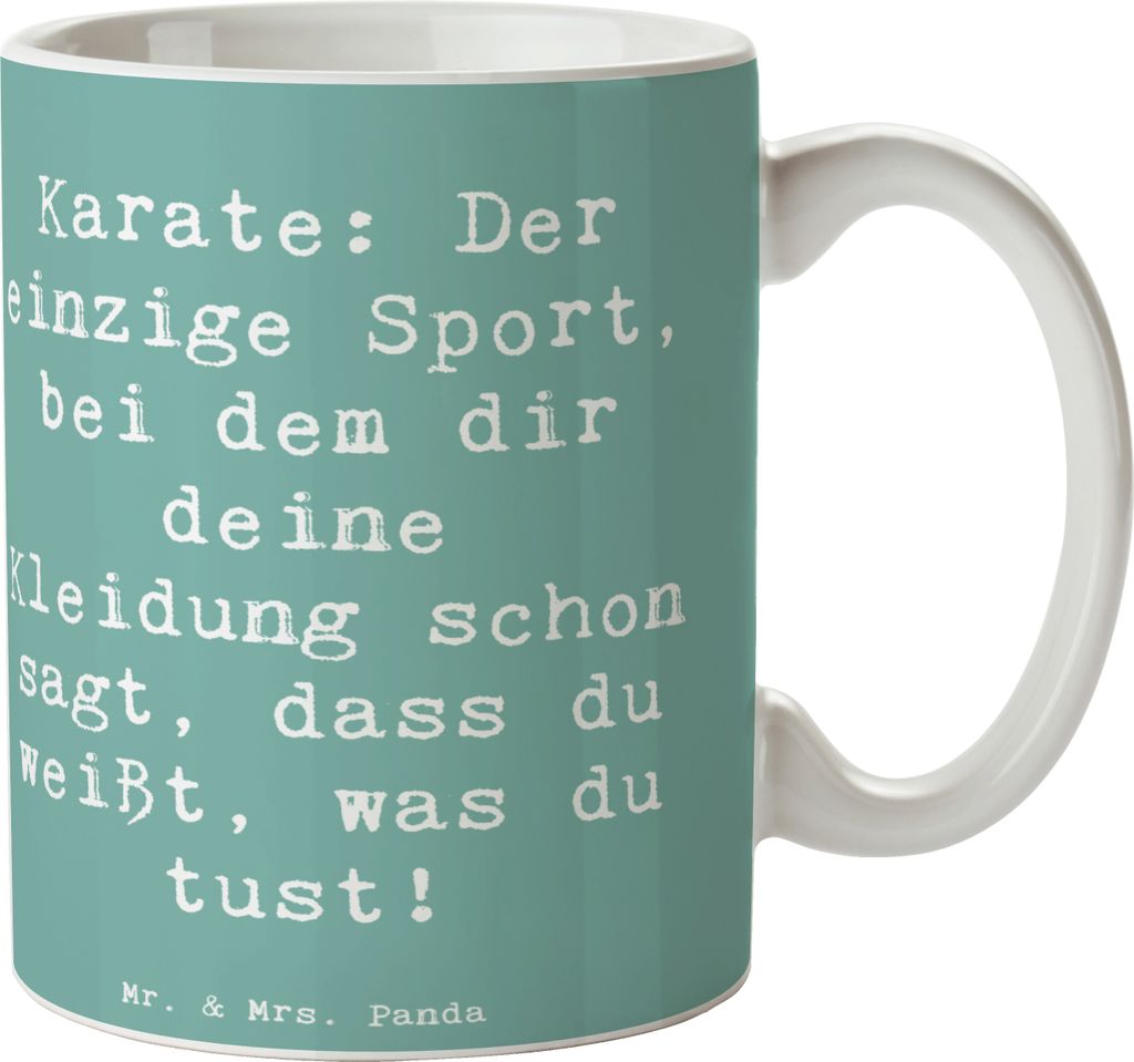 Mr. & Mrs. Panda Tasse Spruch Karate Kleidung - Meeresbrise - Geschenk, Trinkbecher, Sportart, Becher, Kaffeebecher, Sportler, Selbstverteidigung, ...