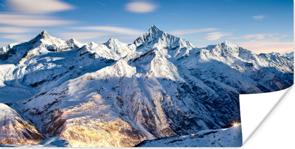 MuchoWow Poster Alpen - Berg - Schnee 160x80 cm - Foto Poster