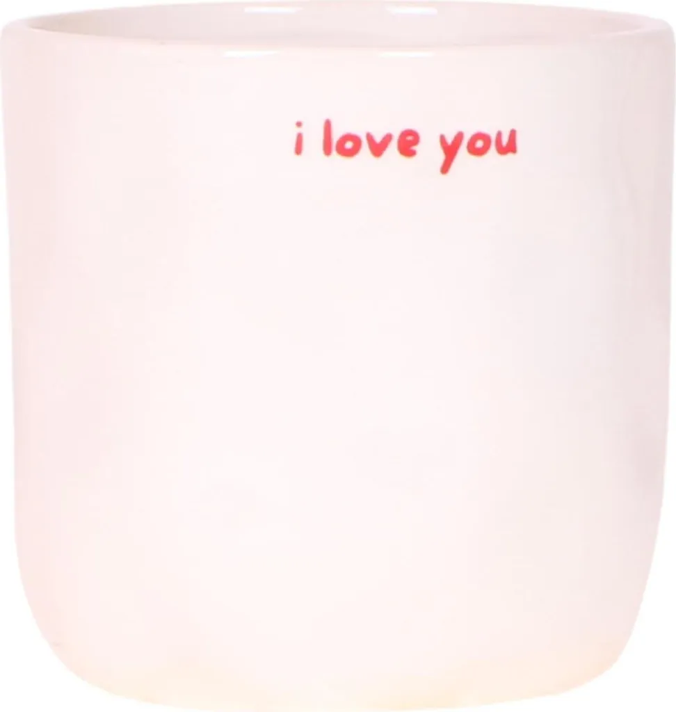 Pot de fleurs cadeau romantique I Love You en céramique blanche - 9 cm