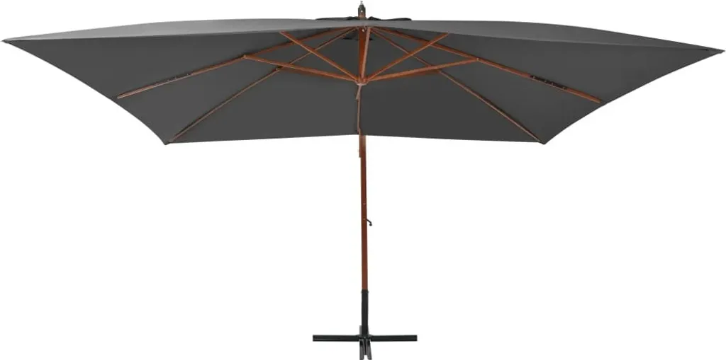 Grand Parasol de Jardin Rectangulaire 400x300 cm avec Mât en Bois Chic