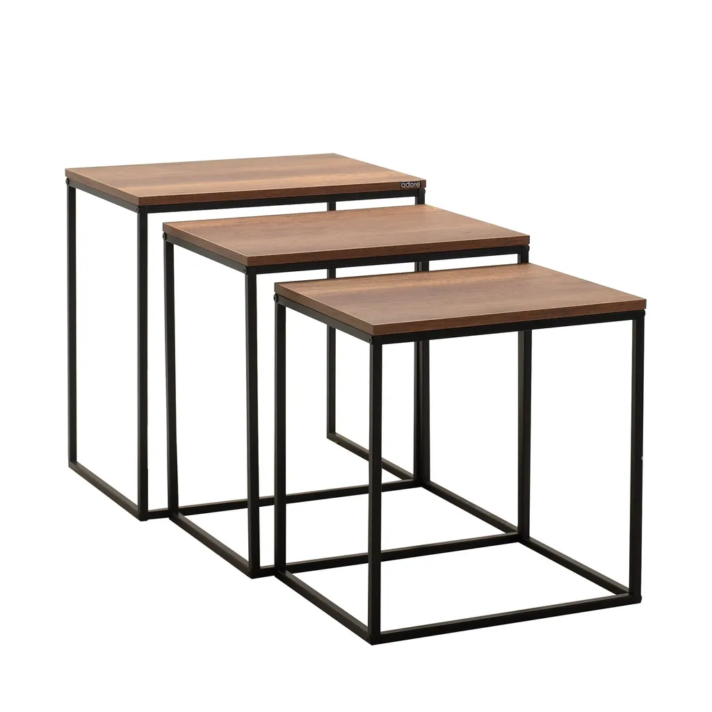 Skye Decor Shp-933-Oo-1 Table Gigogne Trio Noyer en Bois Mélaminé