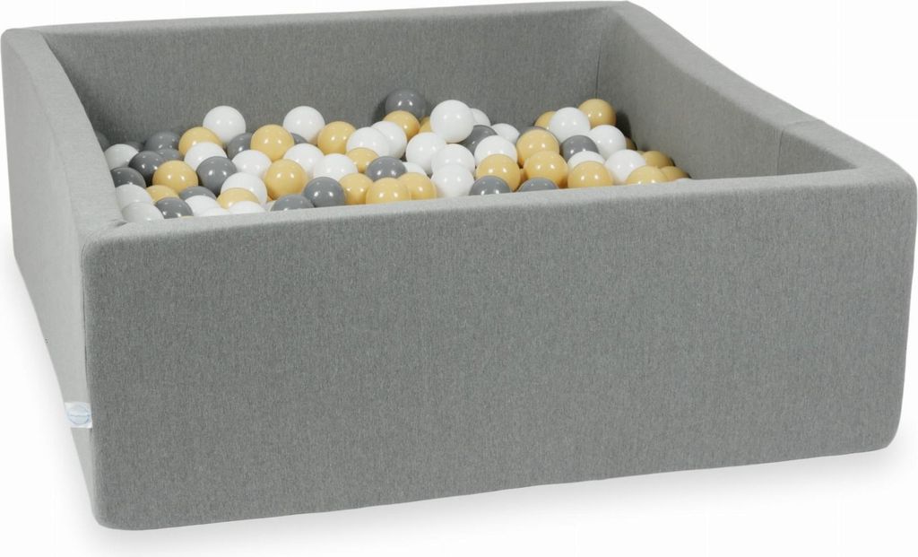Trockengrauer Pool 110x110x40 mit 600 Bällen: weiß, grau, beige