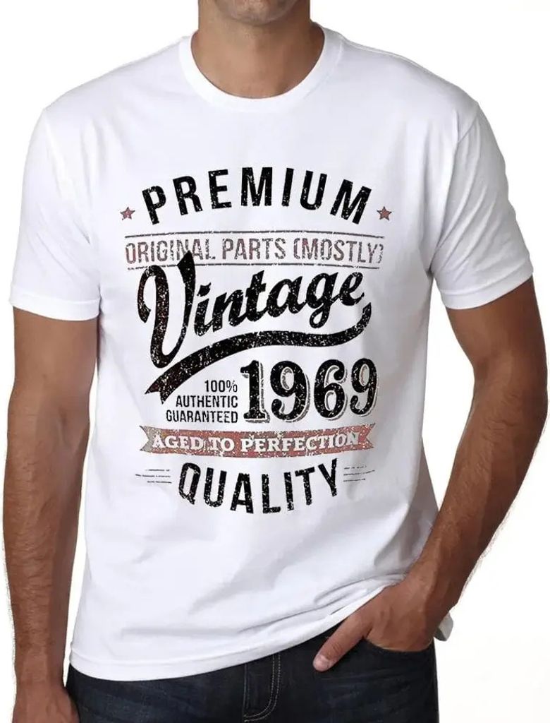 Herren Grafik T-Shirt Originalteile (meist) bis zur Perfektion gealtert 1969 – Original Parts (Mostly) Aged to Perfection 1969 – Geschenk 55.