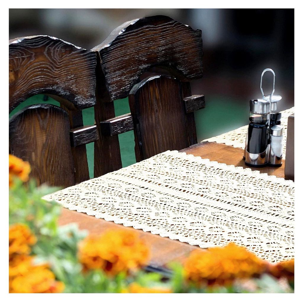 Boho Tischläufer, 24x180 cm, Beige mit Quasten, für Boho Deko, Hochzeit, Brautdusche, Esstisch Dekoration