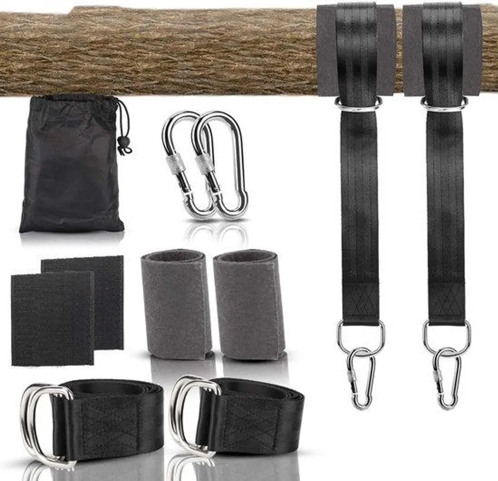 Fixation hamac sans perçage 500kg, sangle 15m en polyester durable