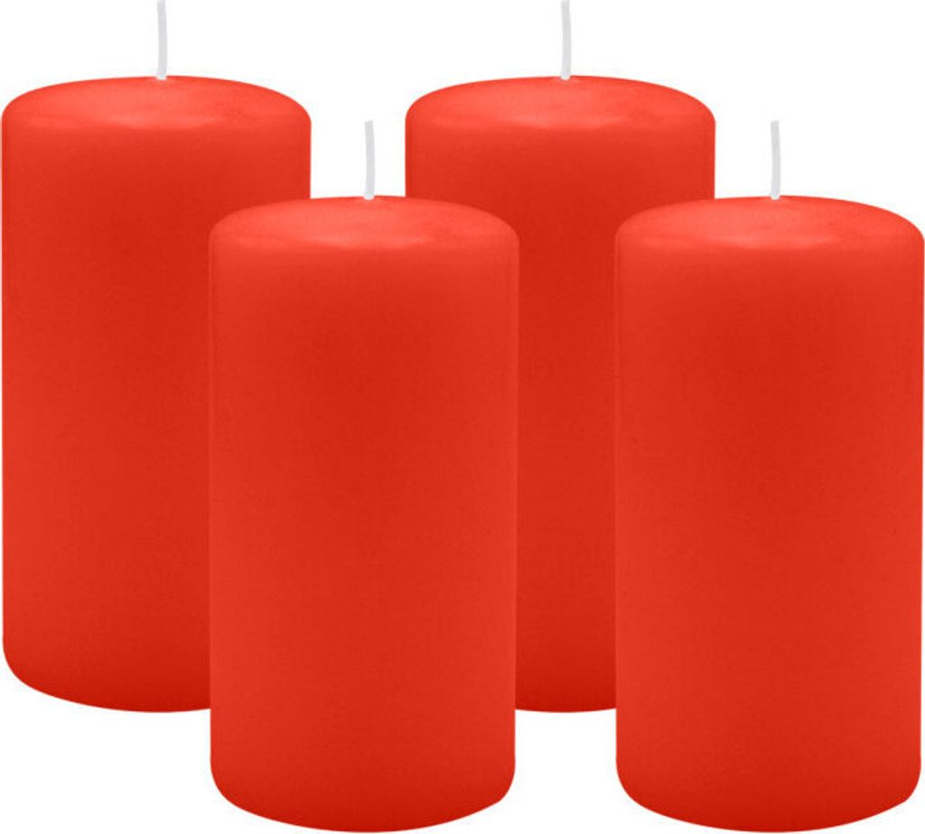 4er Set Adventskranzkerzen Paprika Hellrot Ø 60 x 100 mm