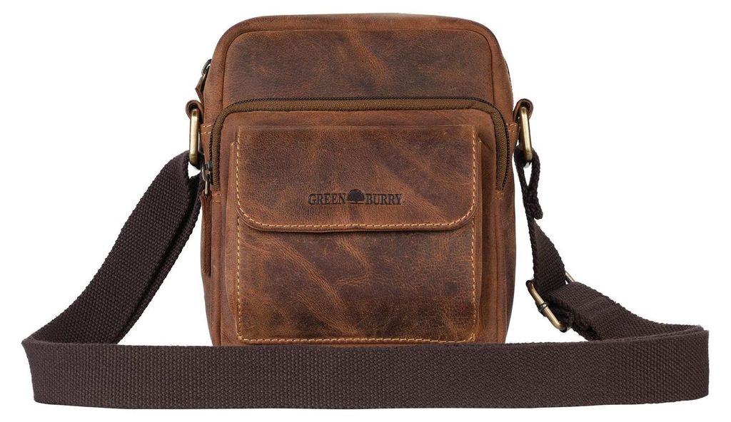 GREENBURRY Leder Umhängetasche Vintage Travel Crossbody Bag Brown braun