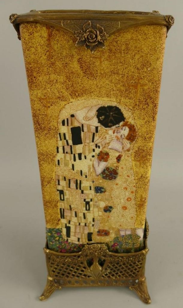 Casa Padrino Jugendstil Deko Vase Mehrfarbig / Messing 15 x Produktbild 
